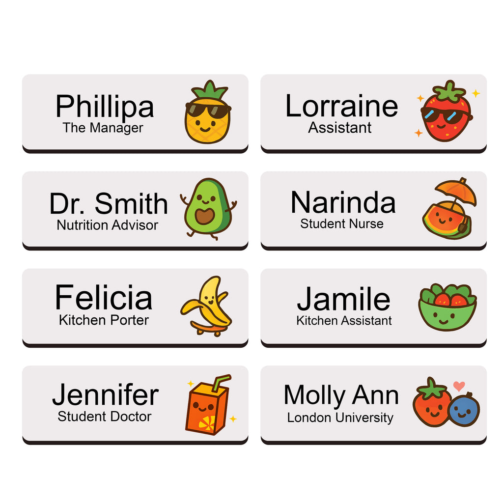 Personalised Nutritionist Fruit Icon Name Badge 2.5 x 7.5cm