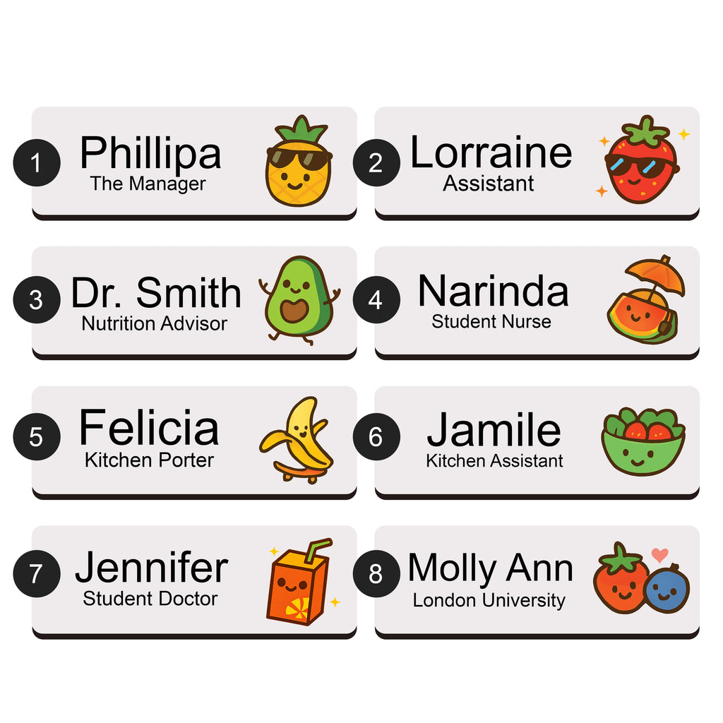 Personalised Nutritionist Fruit Icon Name Badge 2.5 x 7.5cm