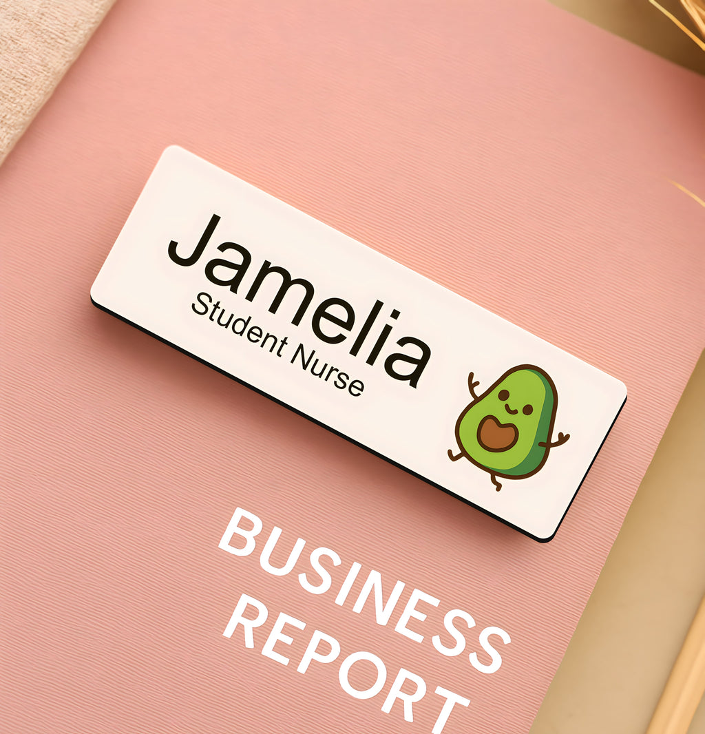 Personalised Nutritionist Fruit Icon Name Badge 2.5 x 7.5cm