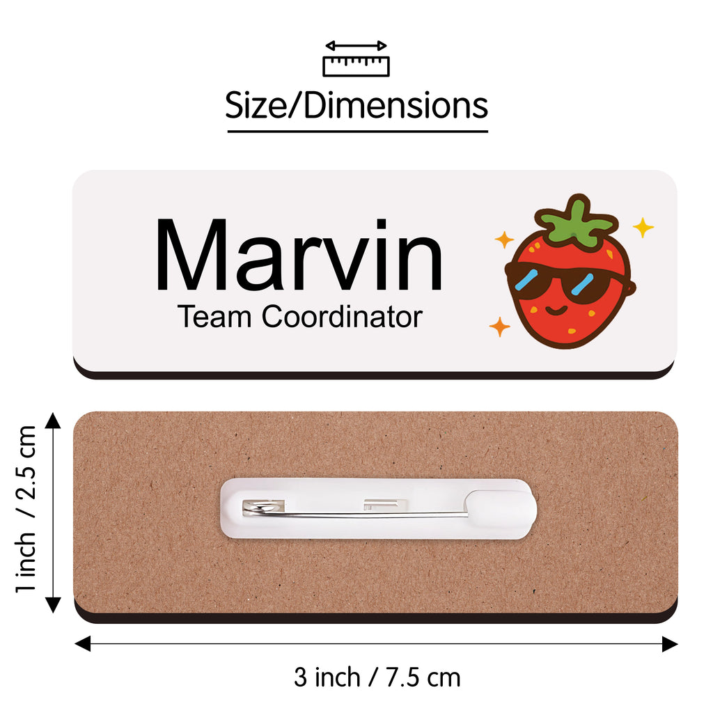 Personalised Nutritionist Fruit Icon Name Badge 2.5 x 7.5cm