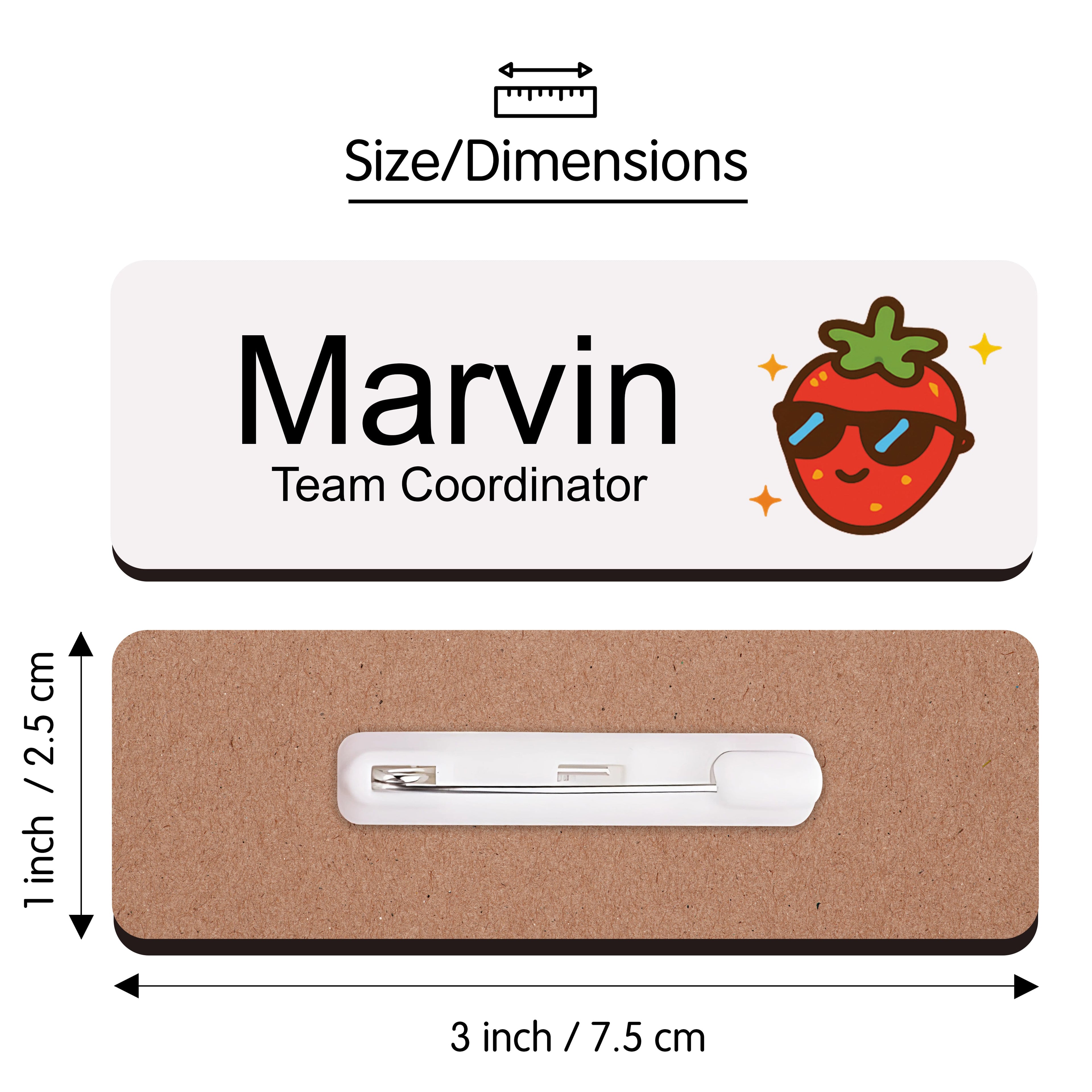 Personalised Nutritionist Fruit Icon Name Badge 2.5 x 7.5cm