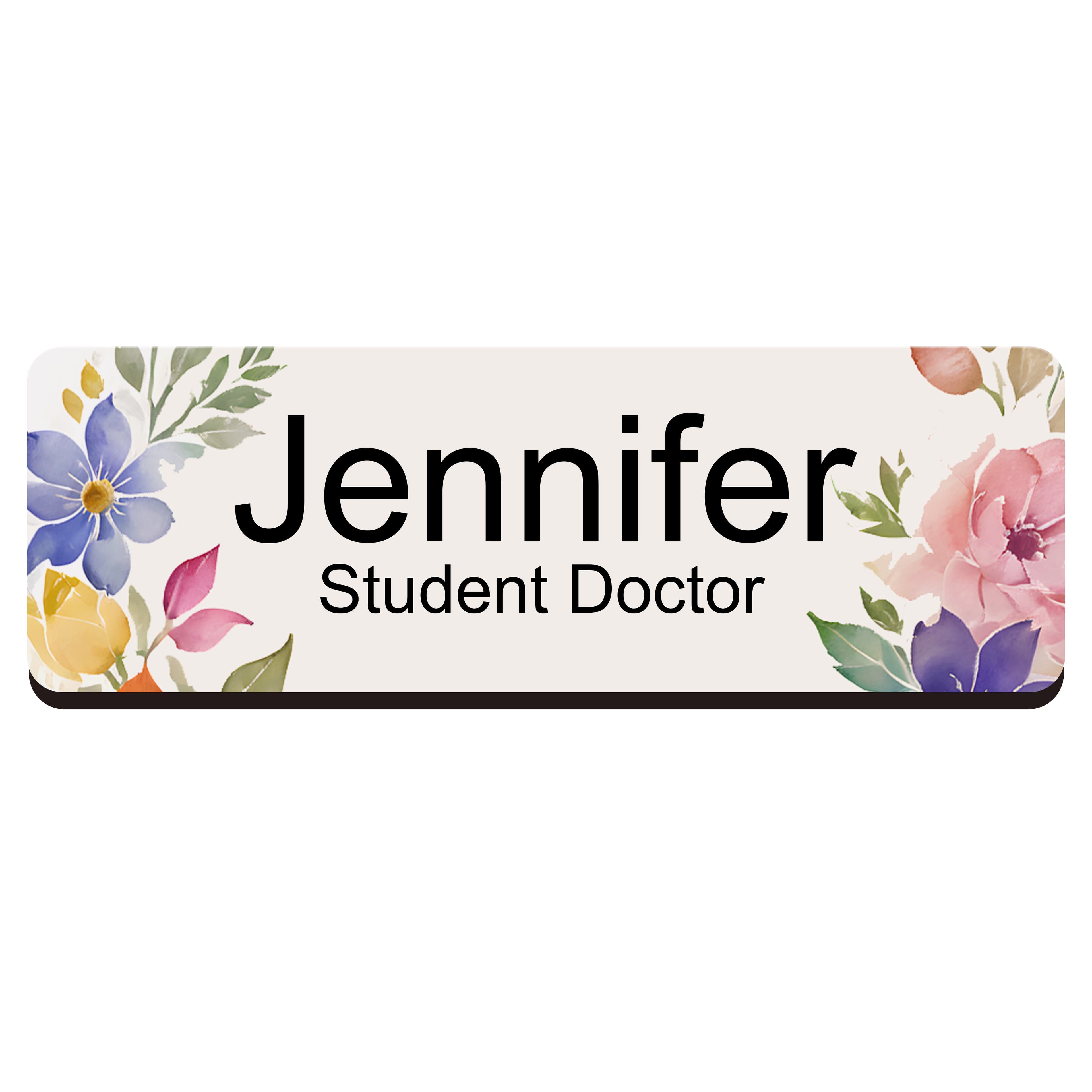 Personalised Floral Print Name Badge 2.5 x 7.5cm