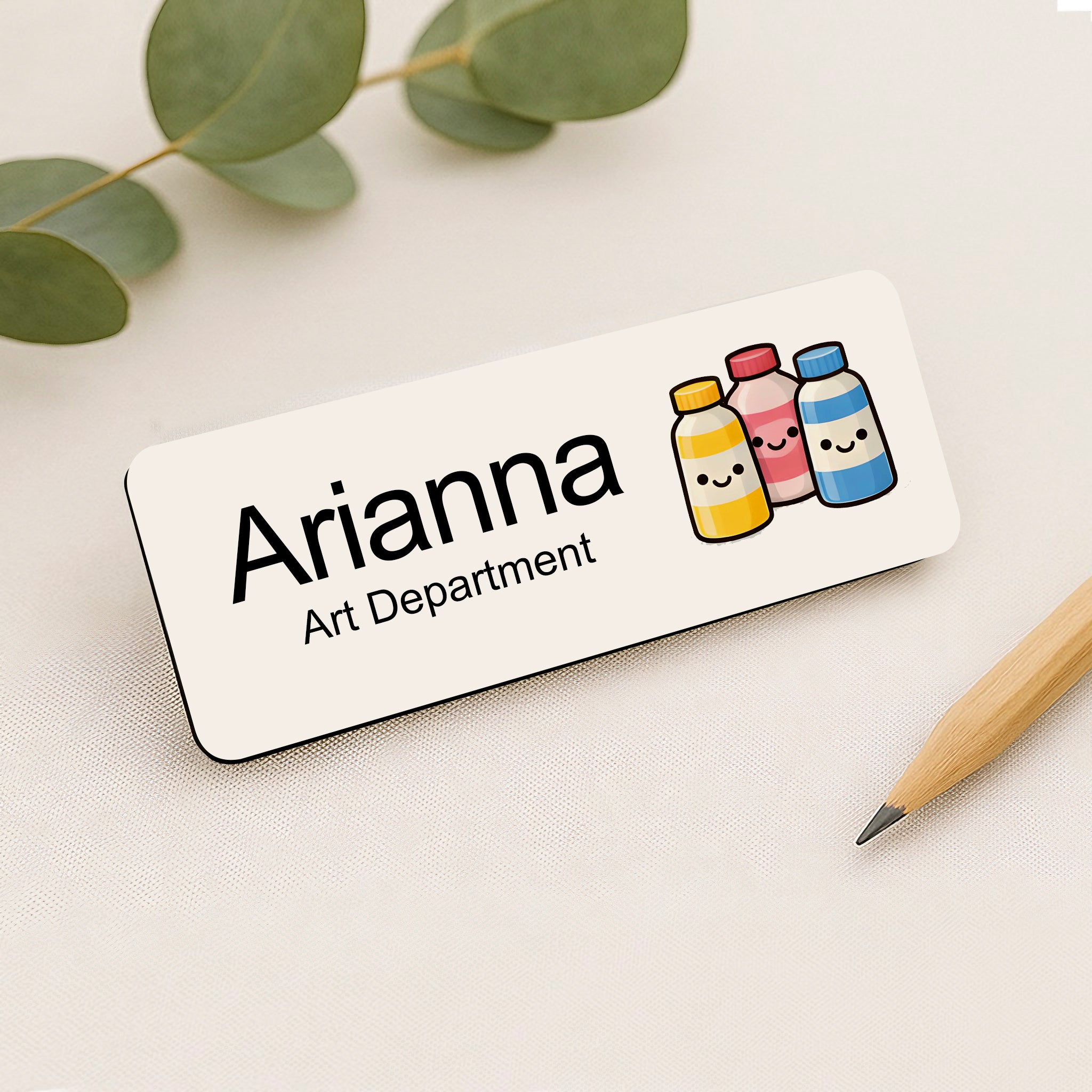 Personalised Art Themed Name Badge 2.5 x 7.5cm