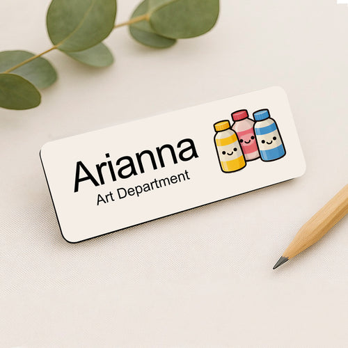 Personalised Art Themed Name Badge 2.5 x 7.5cm