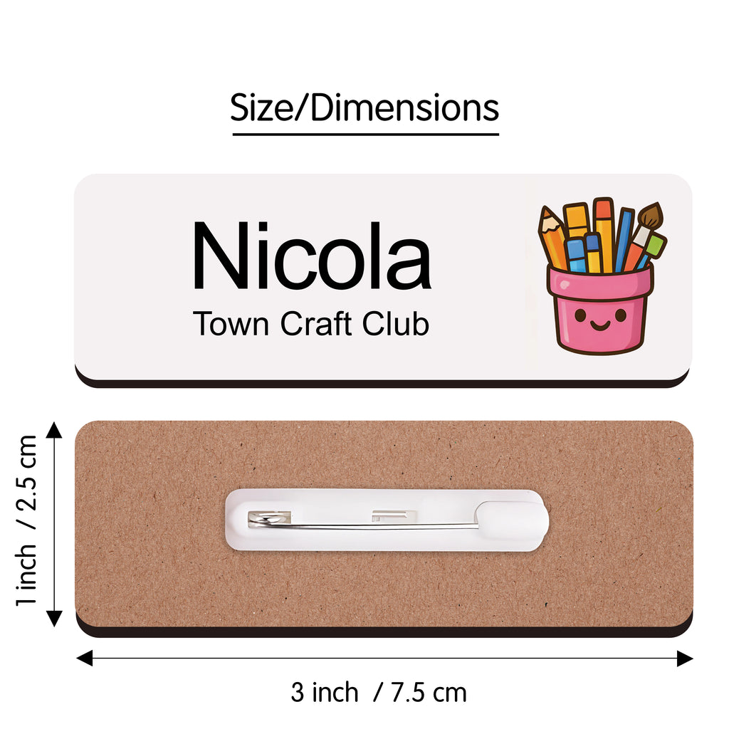Personalised Art Themed Name Badge 2.5 x 7.5cm