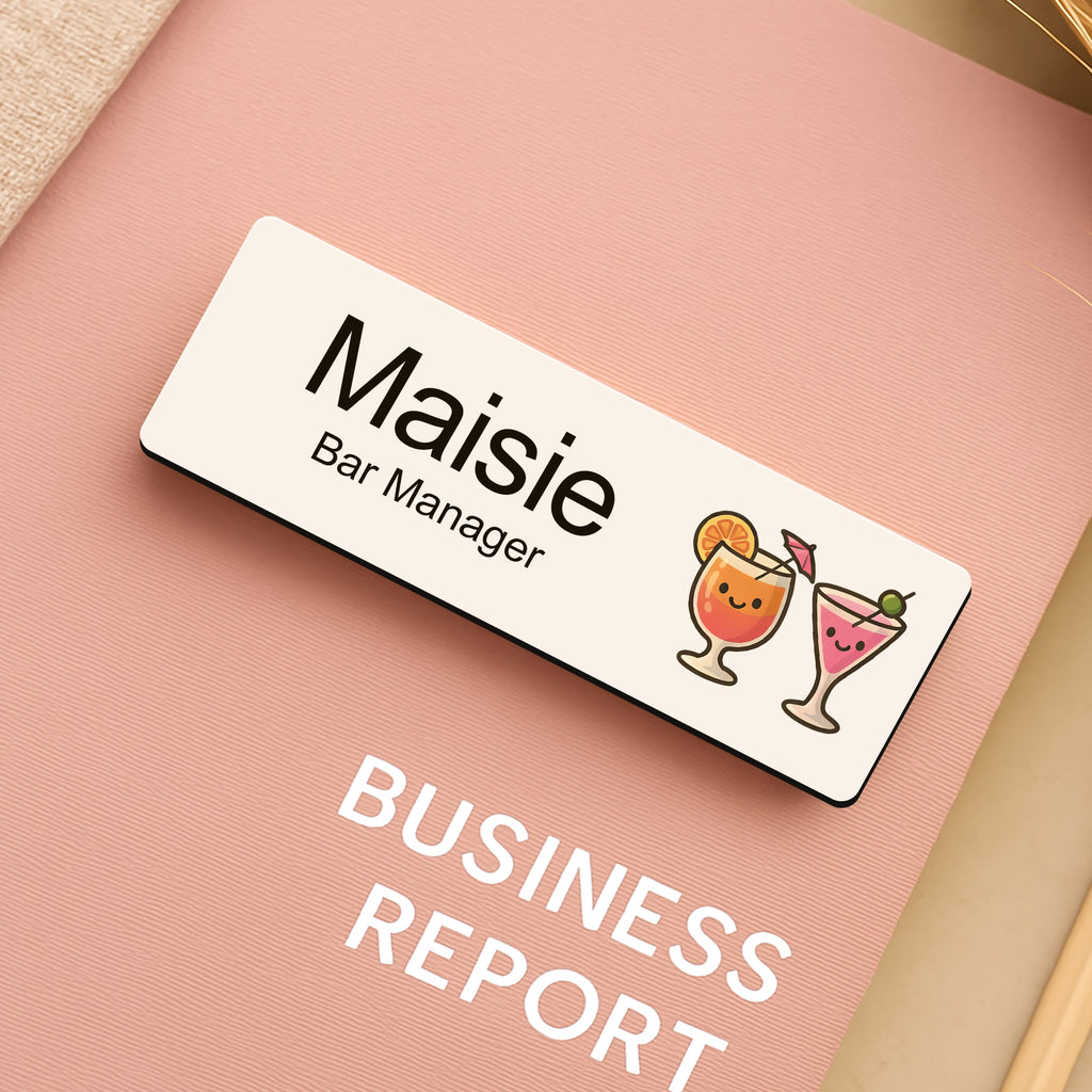 Personalised Restaurant & Bar Staff Name Badge 2.5 x 7.5cm