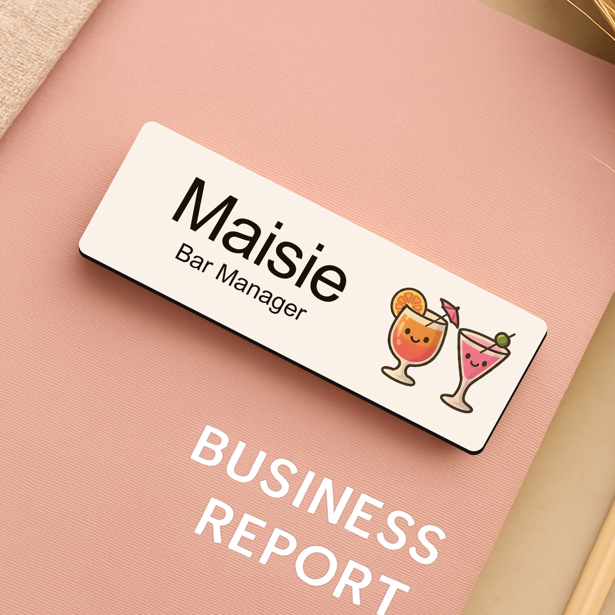 Personalised Restaurant & Bar Staff Name Badge 2.5 x 7.5cm