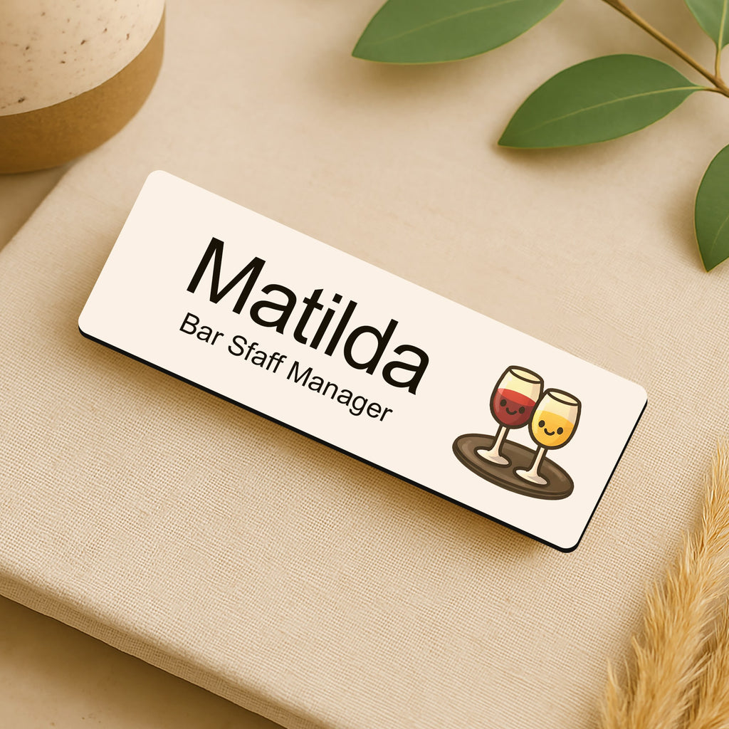 Personalised Restaurant & Bar Staff Name Badge 2.5 x 7.5cm