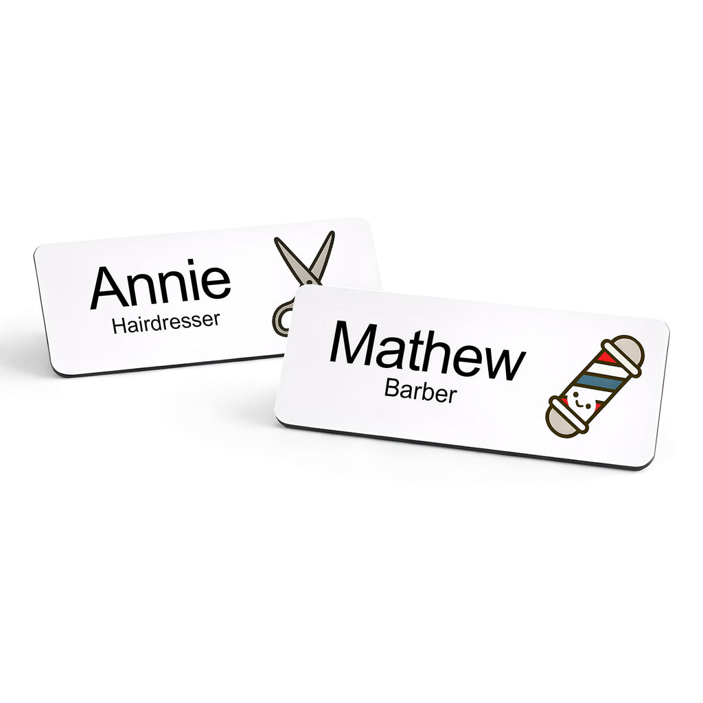 Personalised Barber & Hairdresser Name Badge 2.5 x 7.5cm