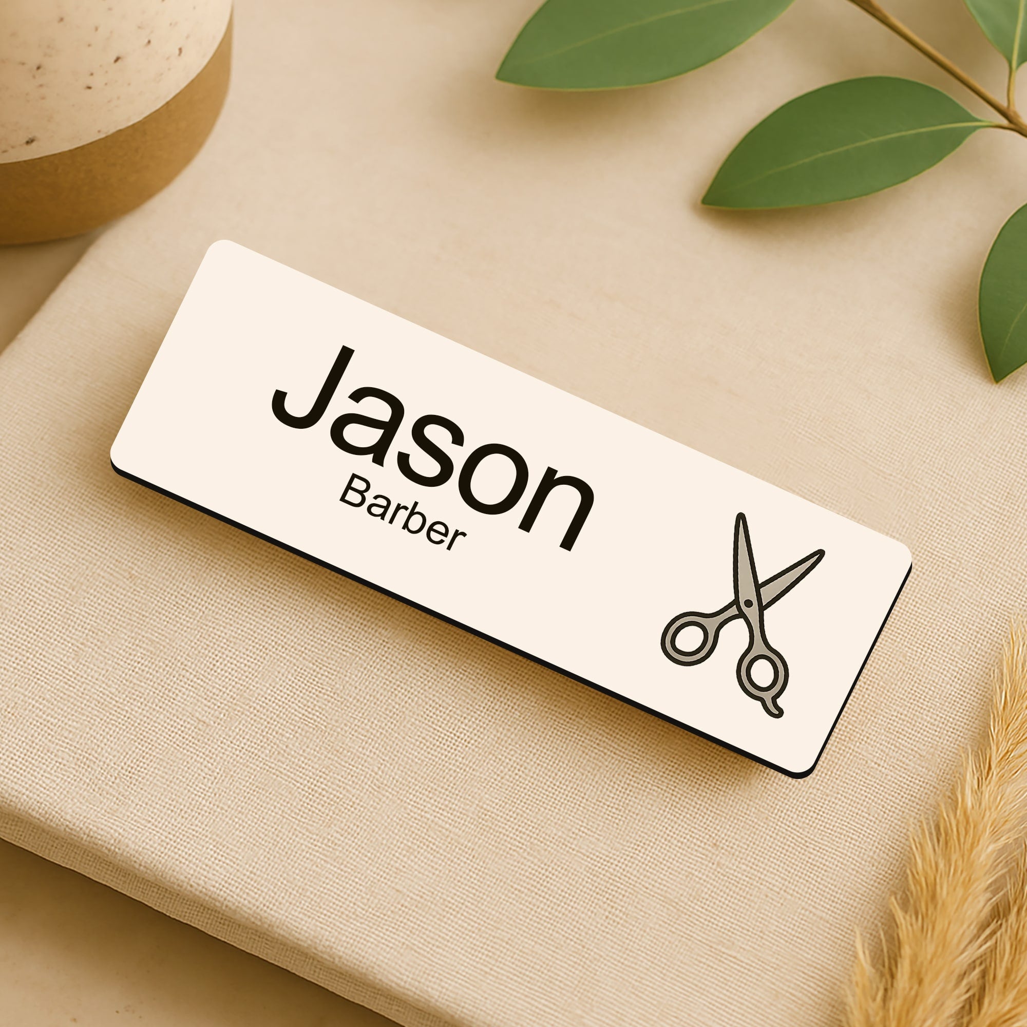 Personalised Barber & Hairdresser Name Badge 2.5 x 7.5cm