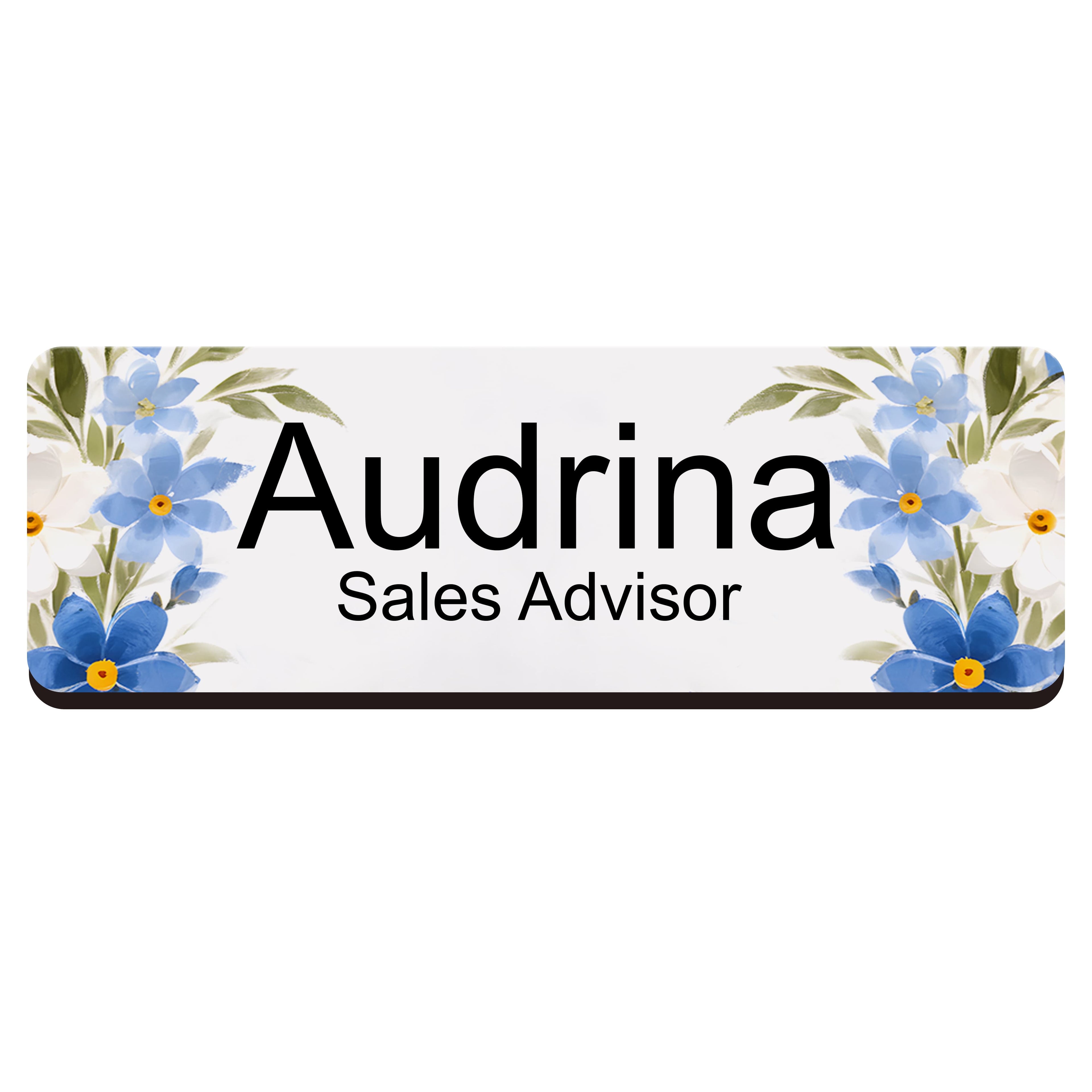 Personalised Floral Print Name Badge 2.5 x 7.5cm