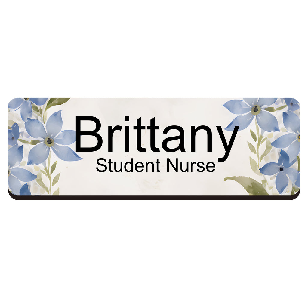 Personalised Floral Print Name Badge 2.5 x 7.5cm