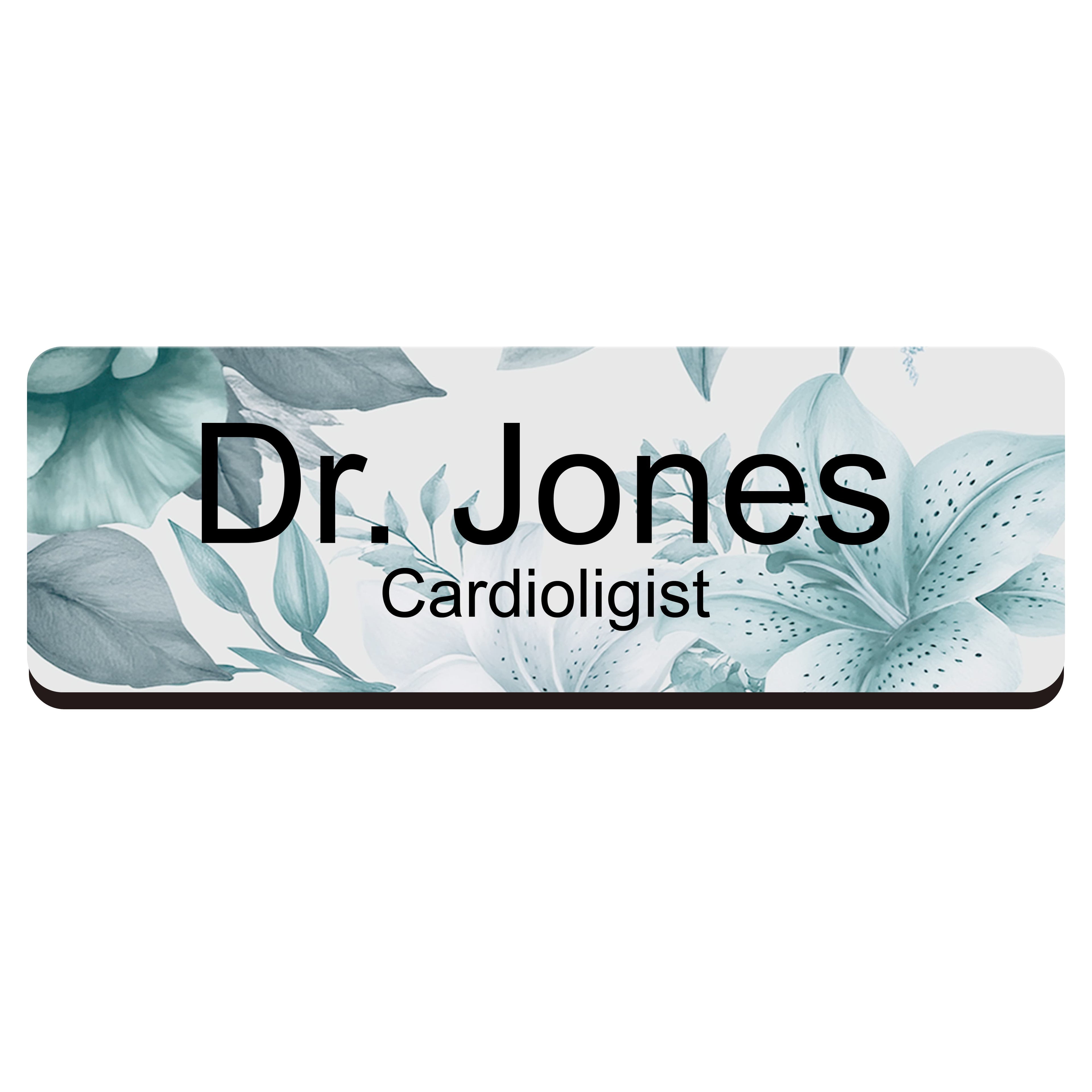 Personalised Floral Print Name Badge 2.5 x 7.5cm