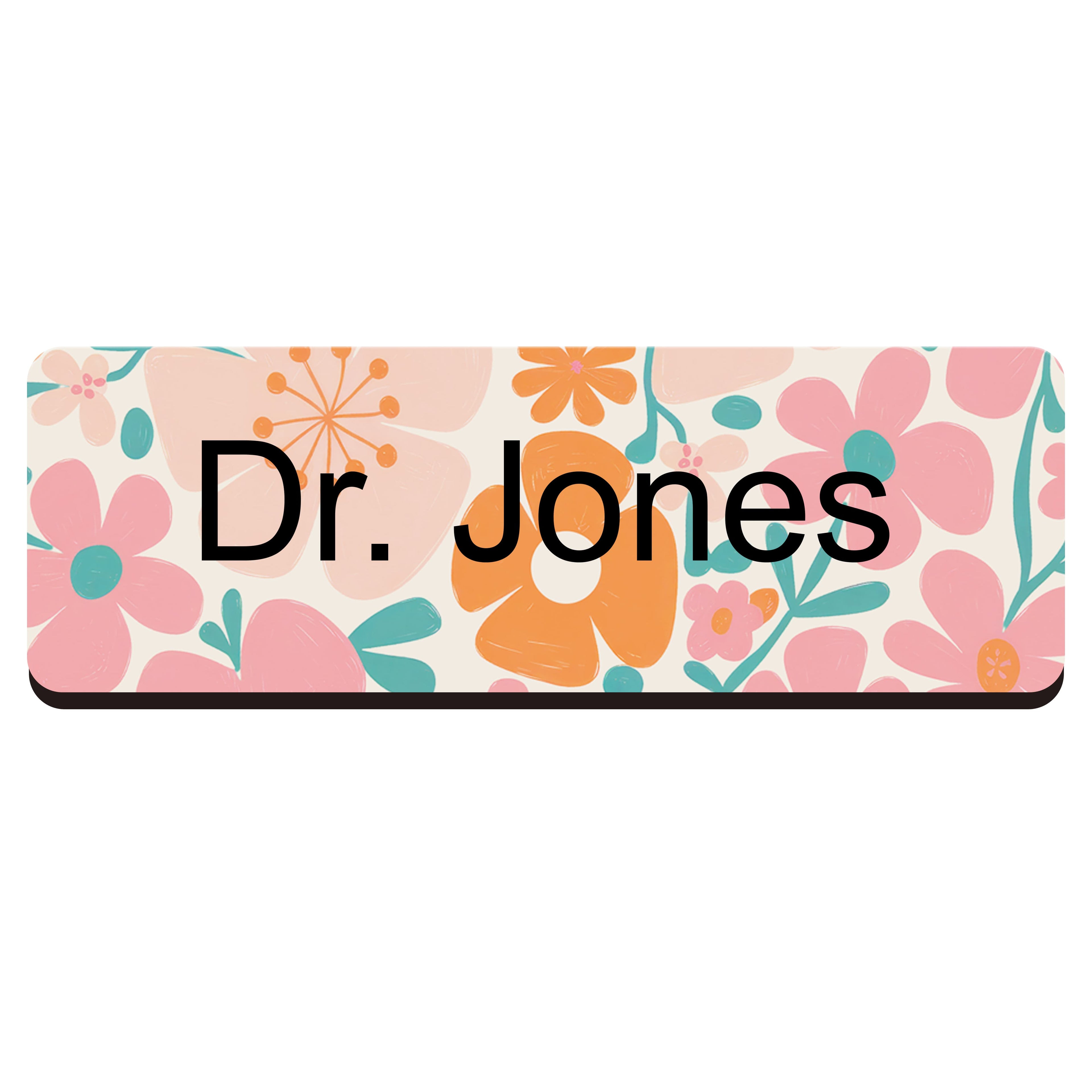 Personalised Floral Print Name Badge 2.5 x 7.5cm