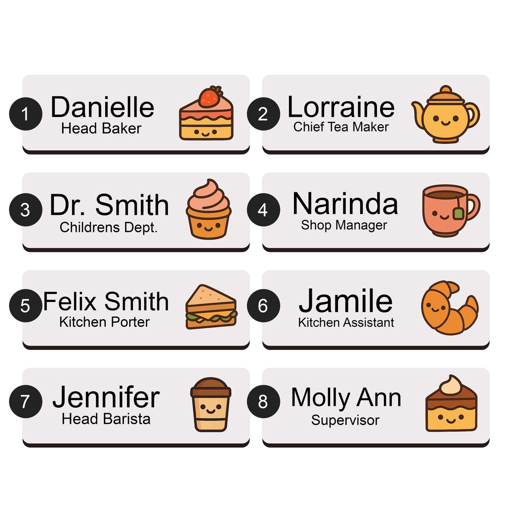 Personalised Cafe Staff Name Badge 2.5 x 7.5cm