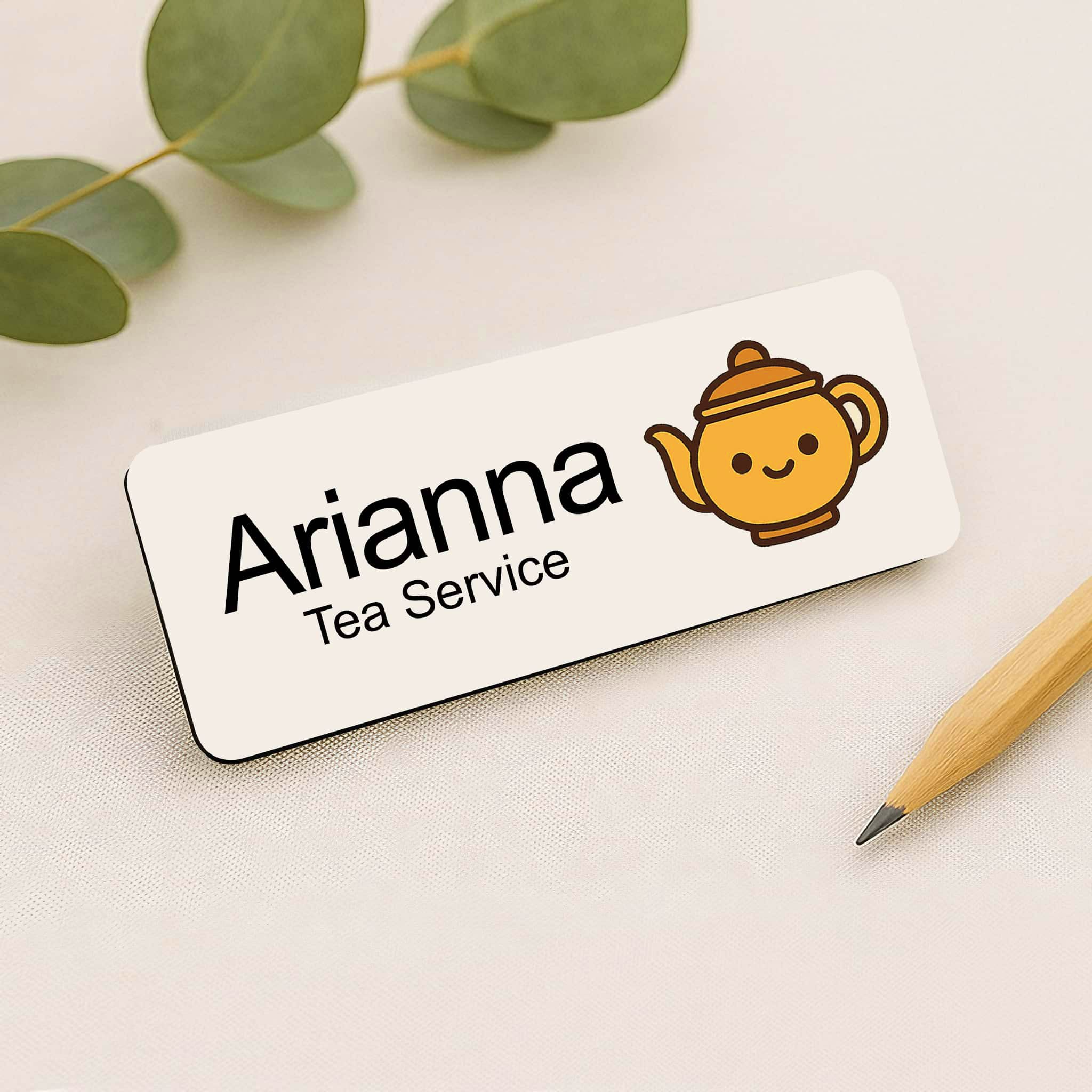 Personalised Cafe Staff Name Badge 2.5 x 7.5cm