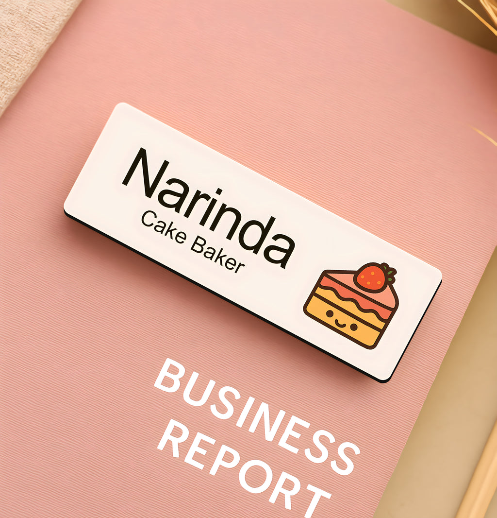 Personalised Cafe Staff Name Badge 2.5 x 7.5cm