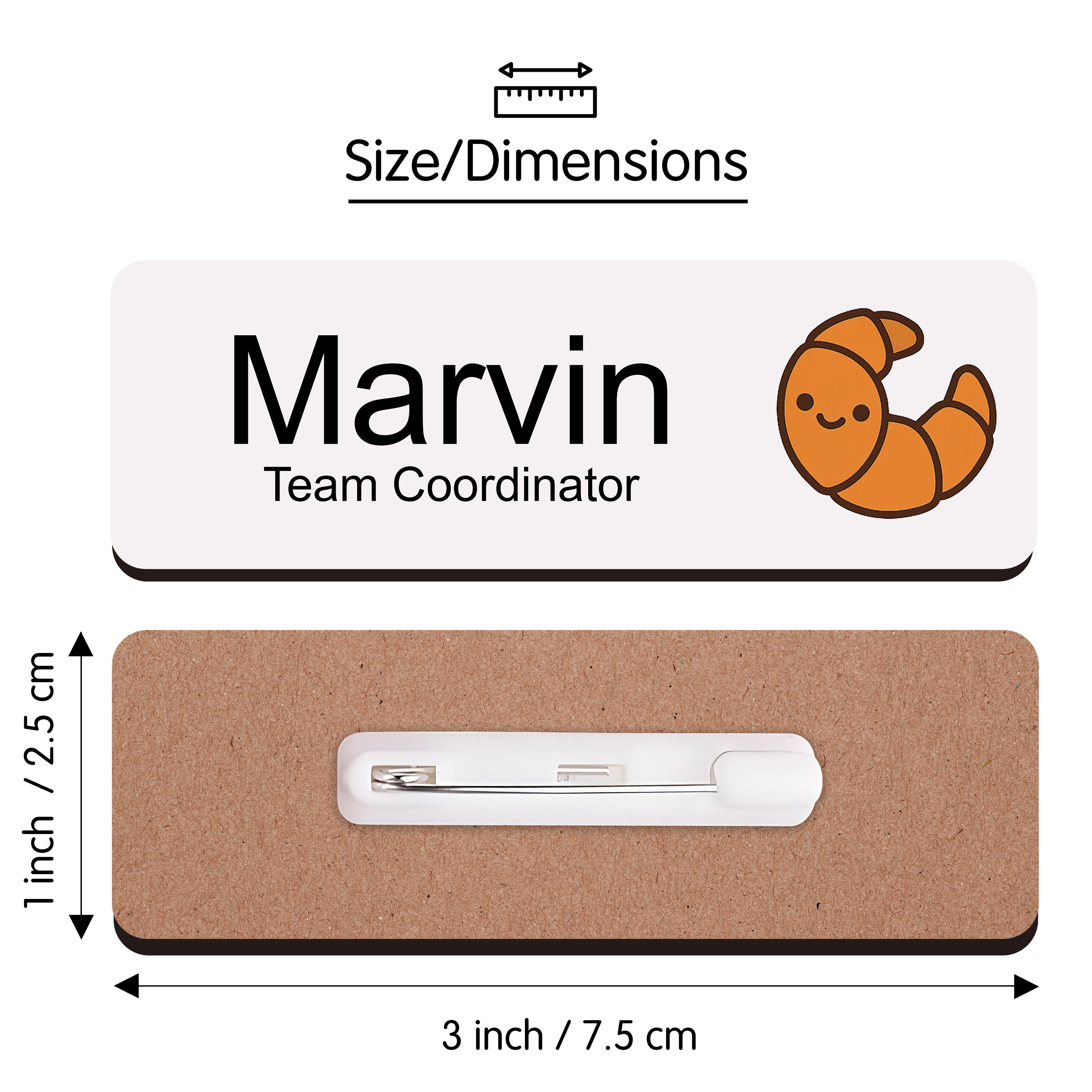 Personalised Cafe Staff Name Badge 2.5 x 7.5cm