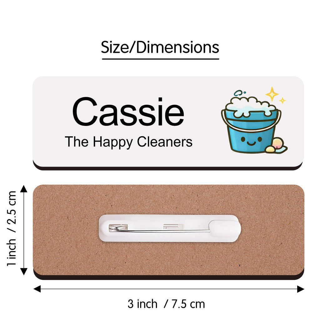 Personalised Cleaner Name Badge 2.5 x 7.5cm