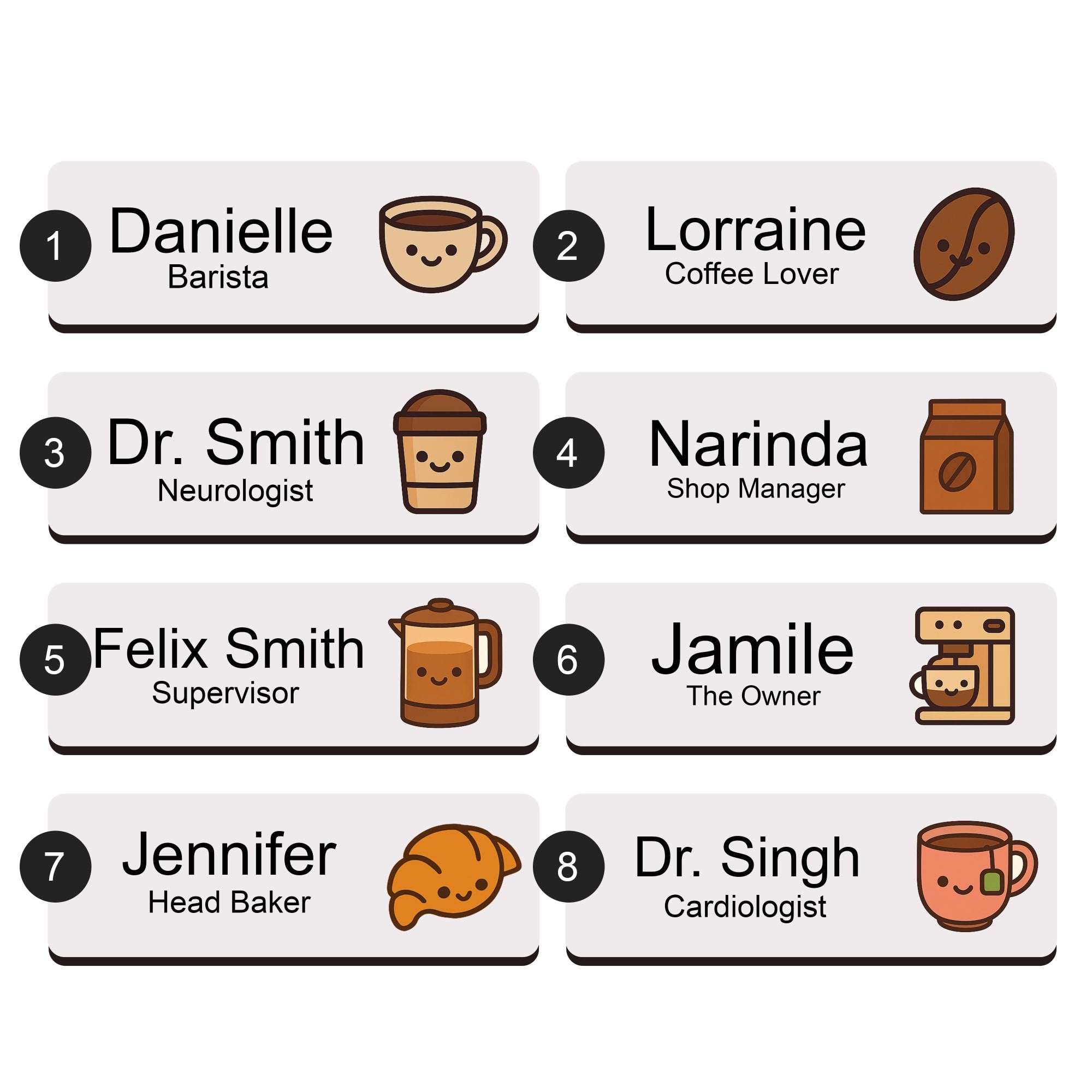 Personalised Barista Coffee Icon Name Badge 2.5 x 7.5cm