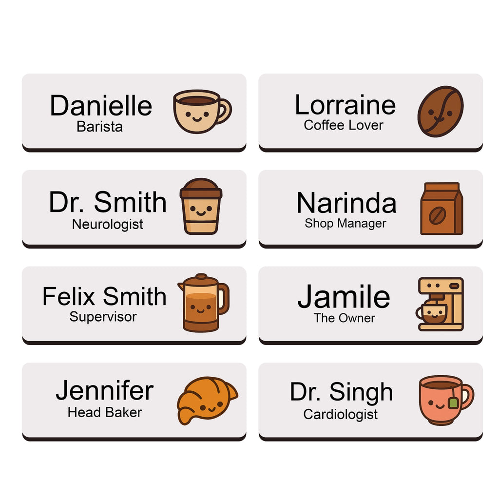 Personalised Barista Coffee Icon Name Badge 2.5 x 7.5cm