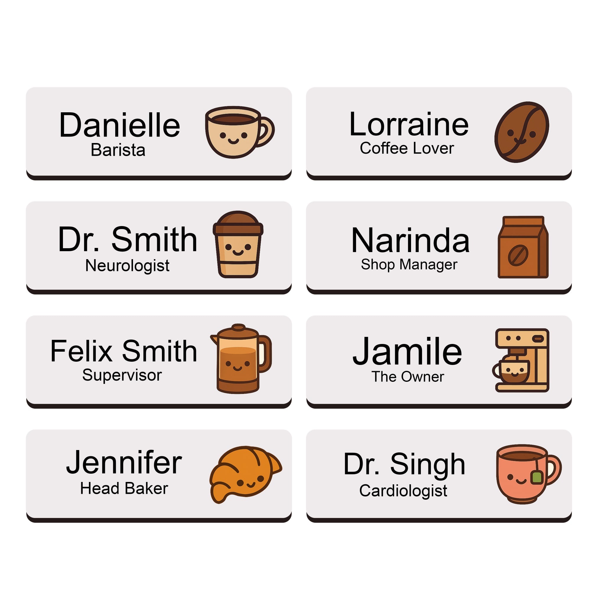 Personalised Barista Coffee Icon Name Badge 2.5 x 7.5cm