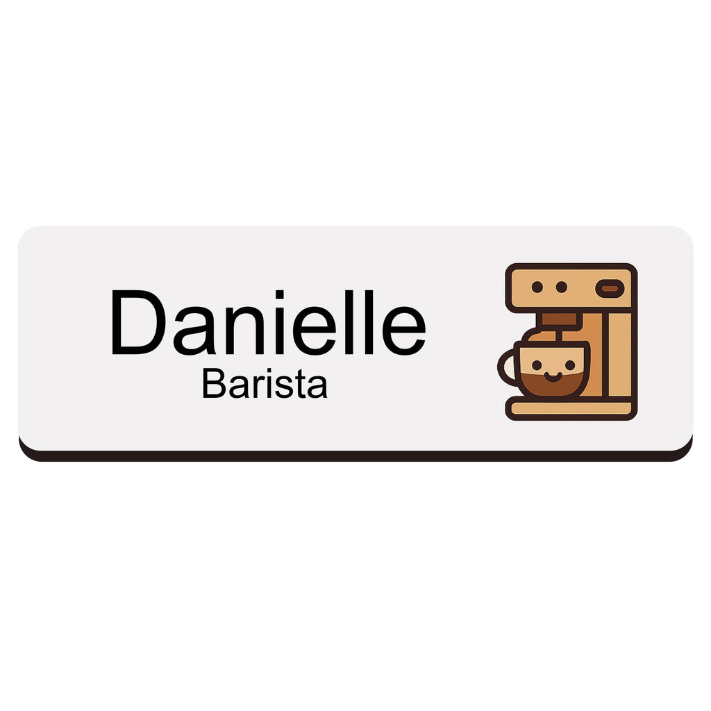 Personalised Barista Coffee Icon Name Badge 2.5 x 7.5cm