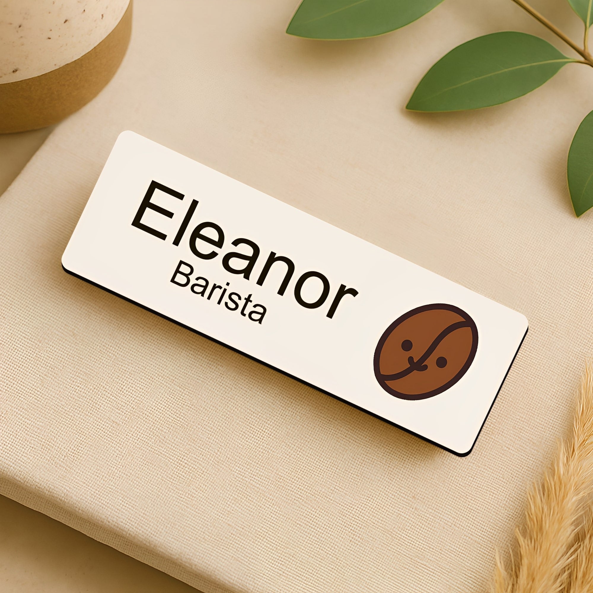 Personalised Barista Coffee Icon Name Badge 2.5 x 7.5cm
