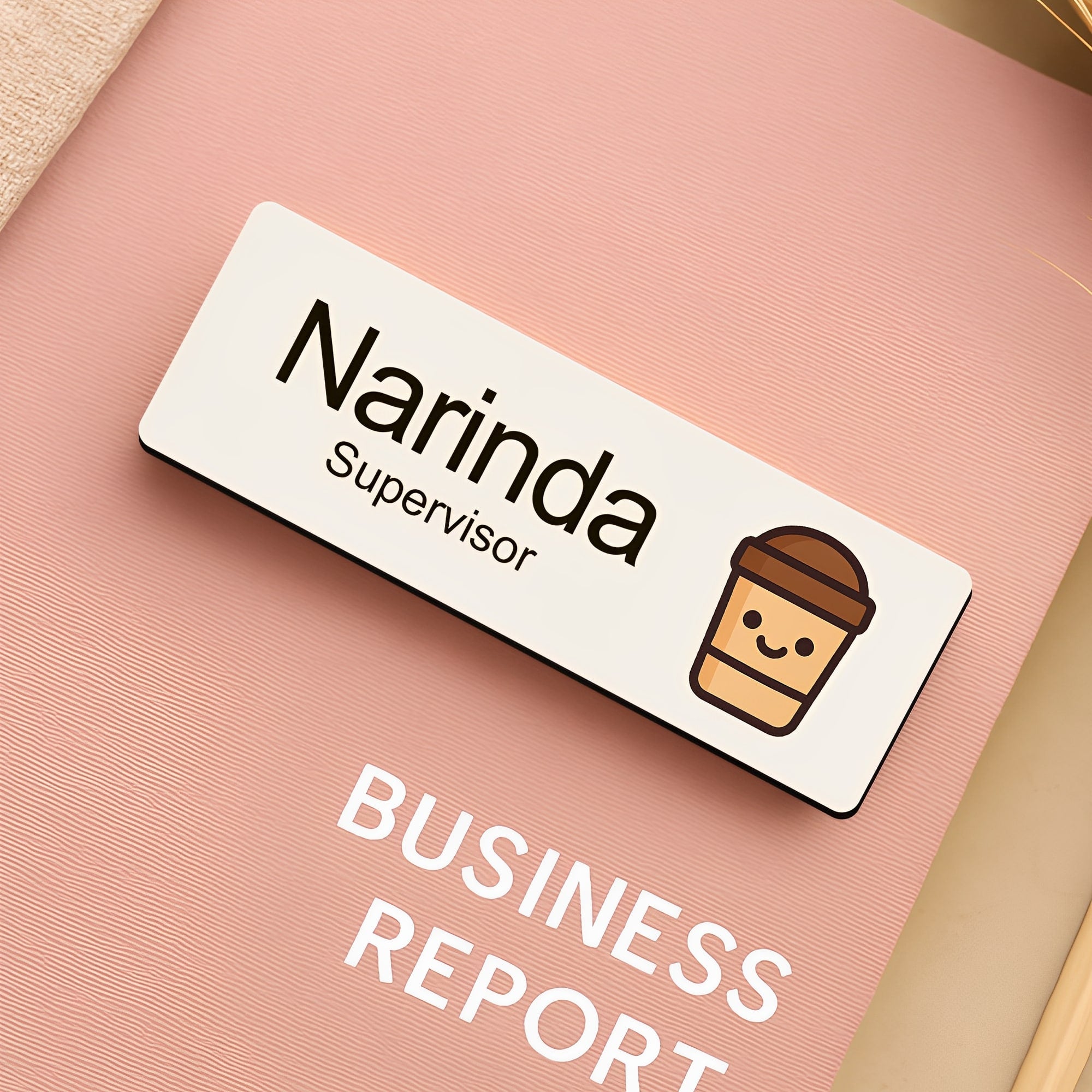 Personalised Barista Coffee Icon Name Badge 2.5 x 7.5cm