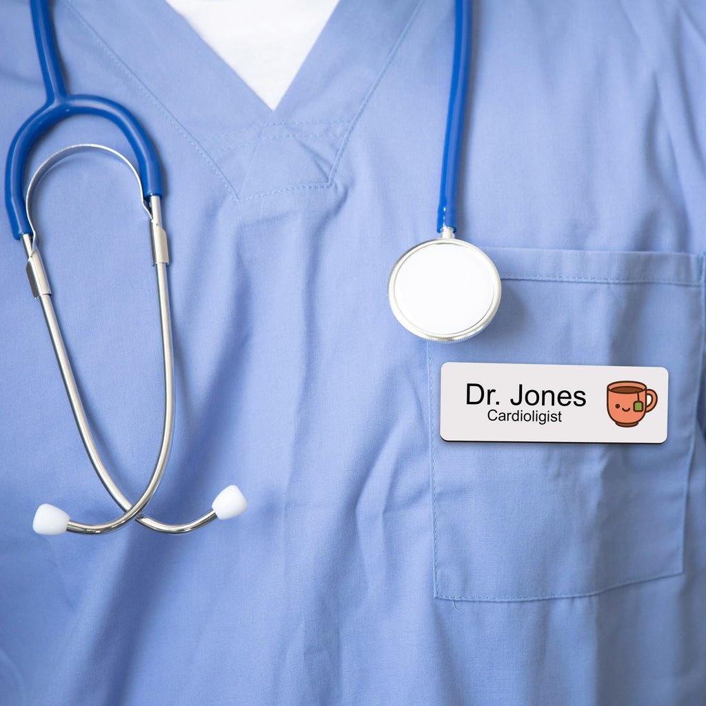 Personalised Barista Coffee Icon Name Badge 2.5 x 7.5cm