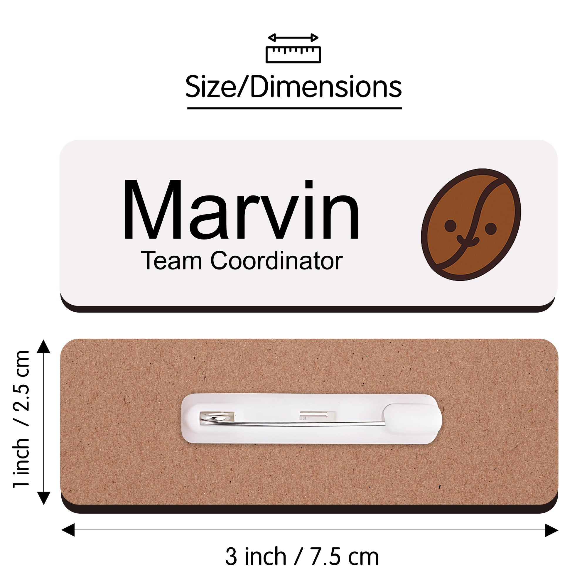 Personalised Barista Coffee Icon Name Badge 2.5 x 7.5cm