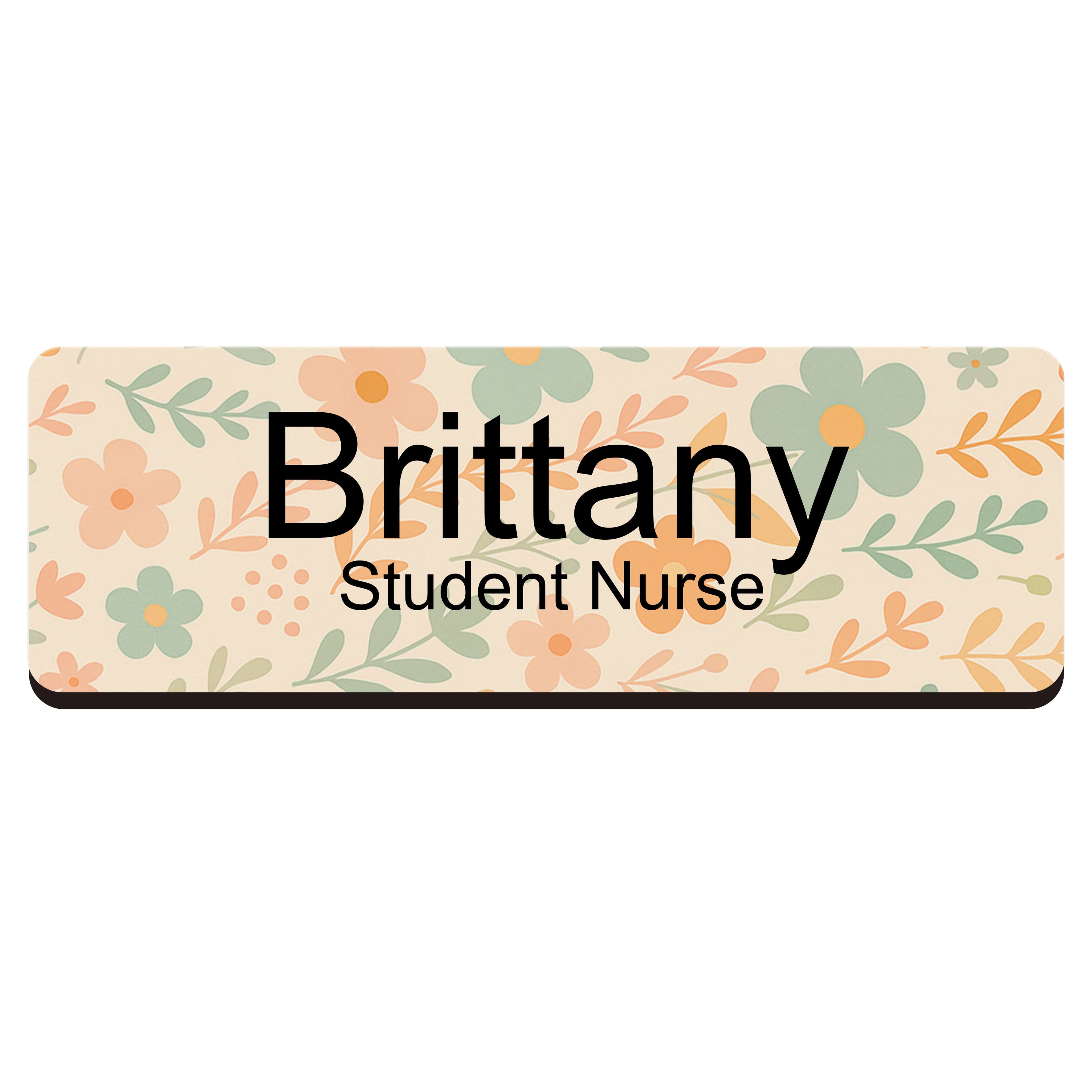 Personalised Floral Print Name Badge 2.5 x 7.5cm