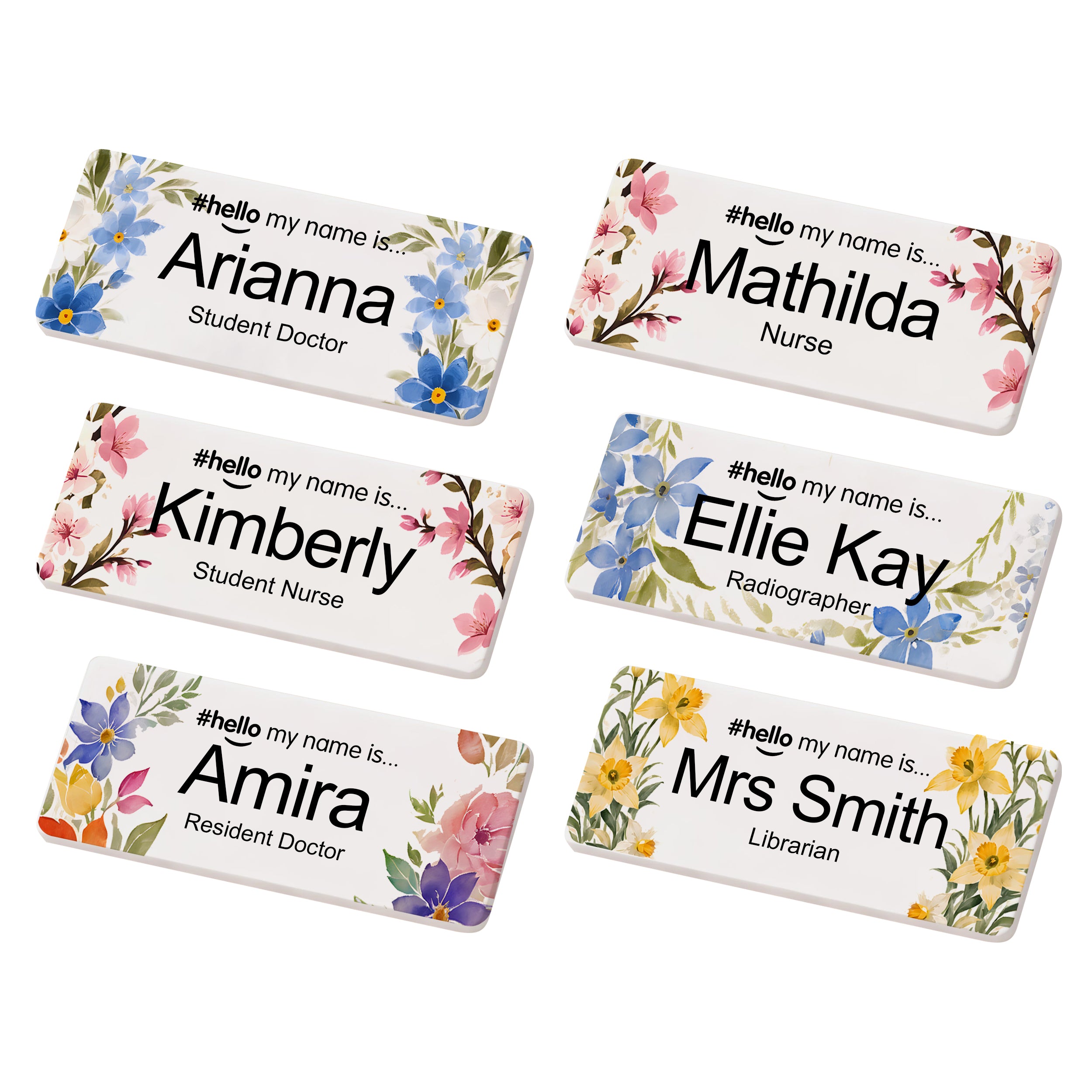 Personalised Floral Hello My Name Is Badge