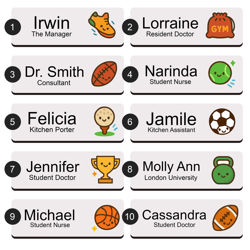 Personalised Sports & Exercise Name Badge 2.5 x 7.5cm