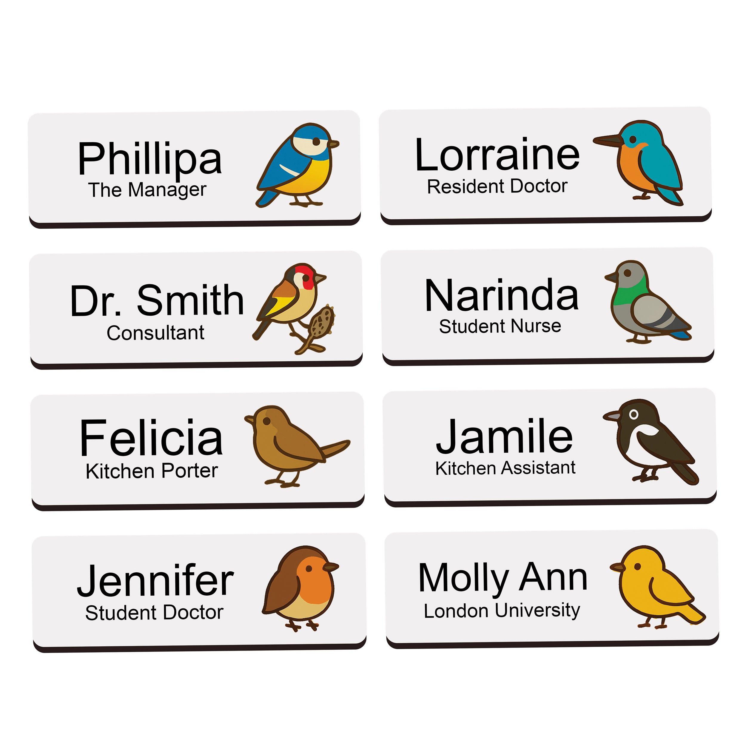 Personalised Cute Bird Icon Name Badge 2.5 x 7.5cm