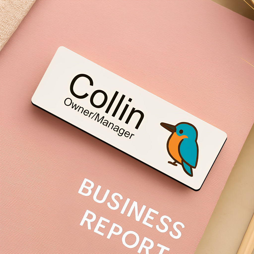 Personalised Cute Bird Icon Name Badge 2.5 x 7.5cm
