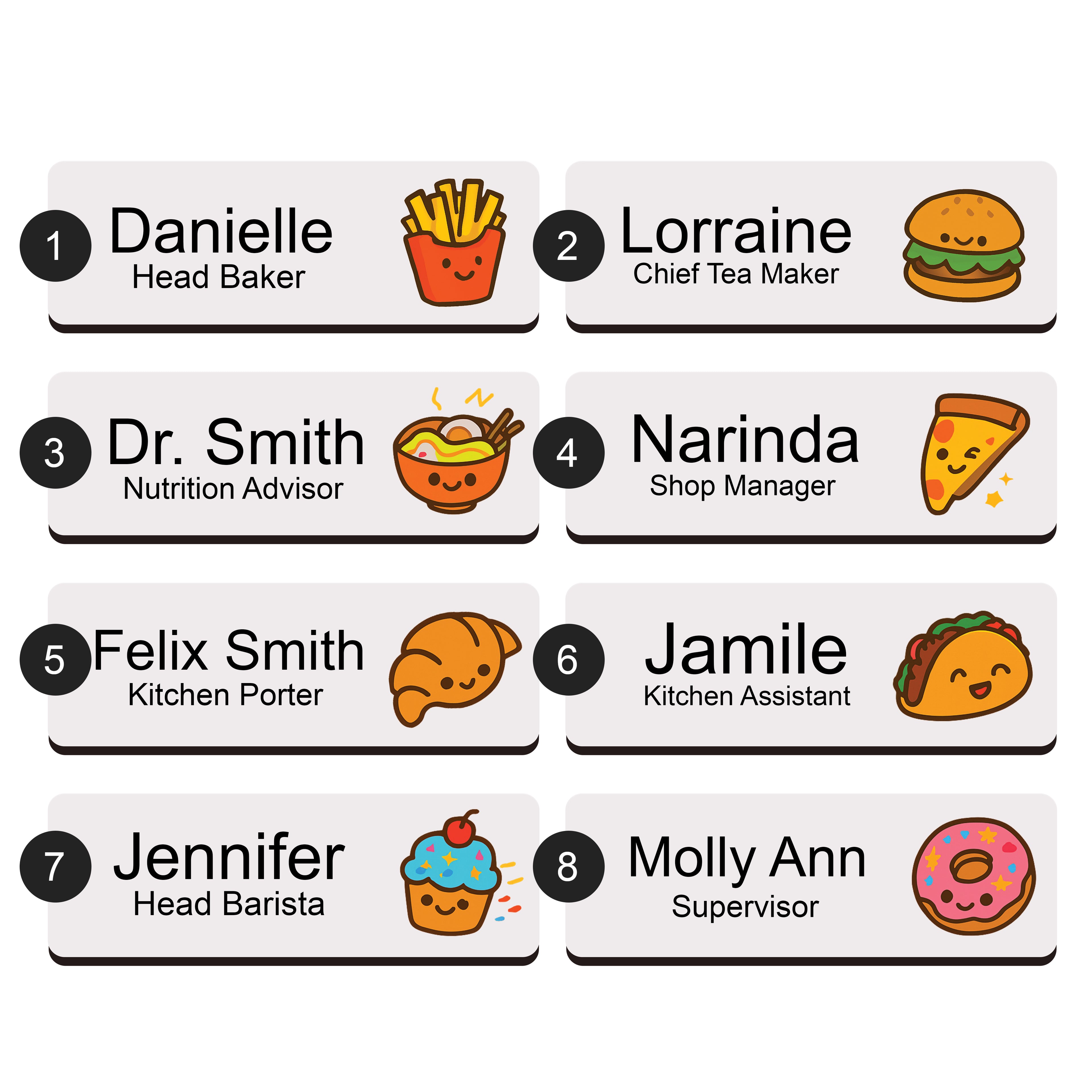 Personalised Food Themed Name Badge 2.5 x 7.5cm