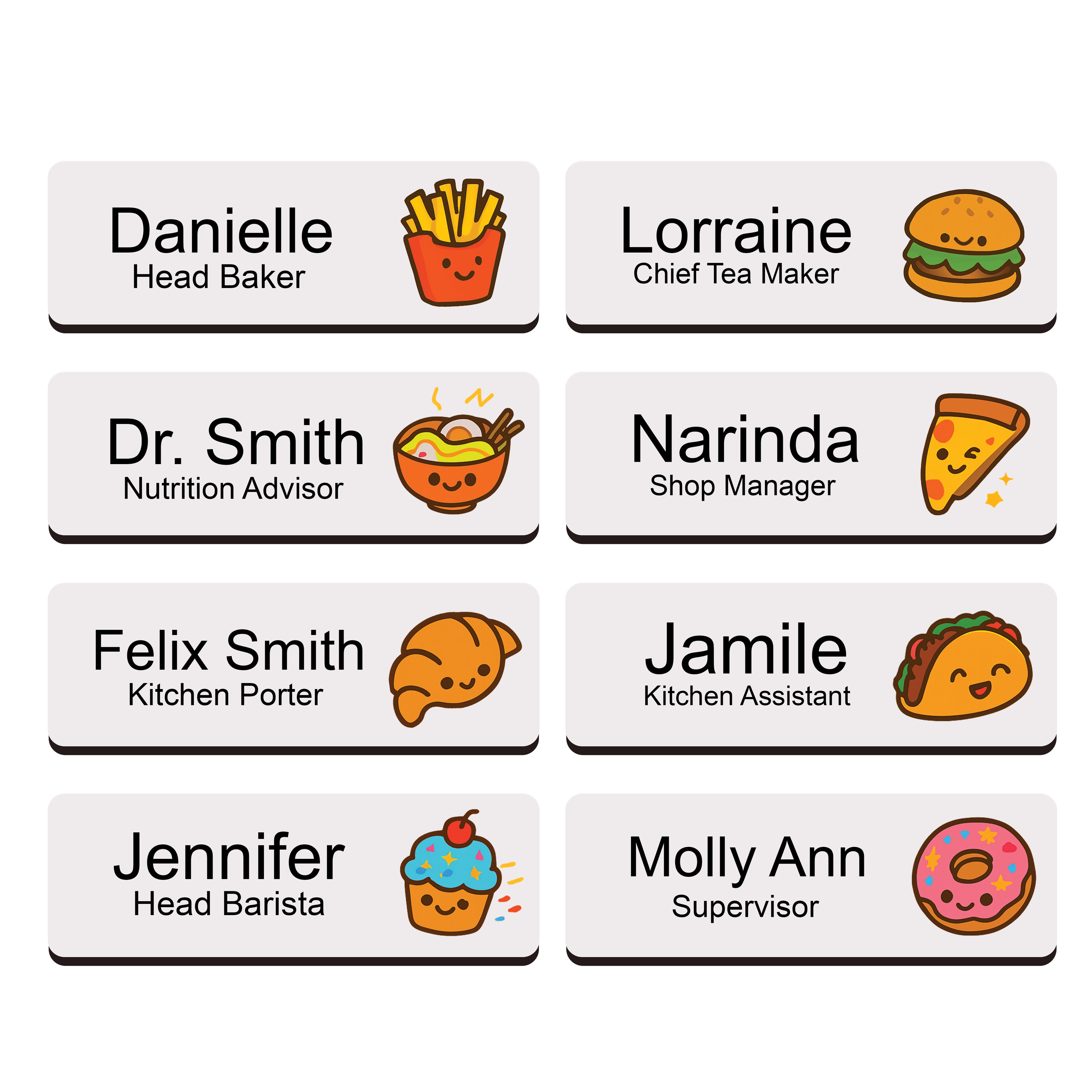 Personalised Food Themed Name Badge 2.5 x 7.5cm