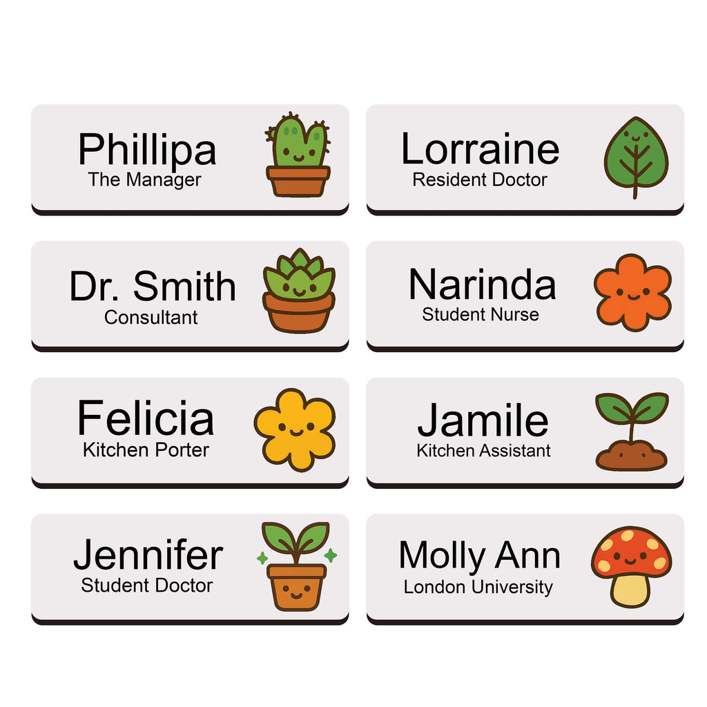Personalised Plant Icon Name Badge 2.5 x 7.5cm