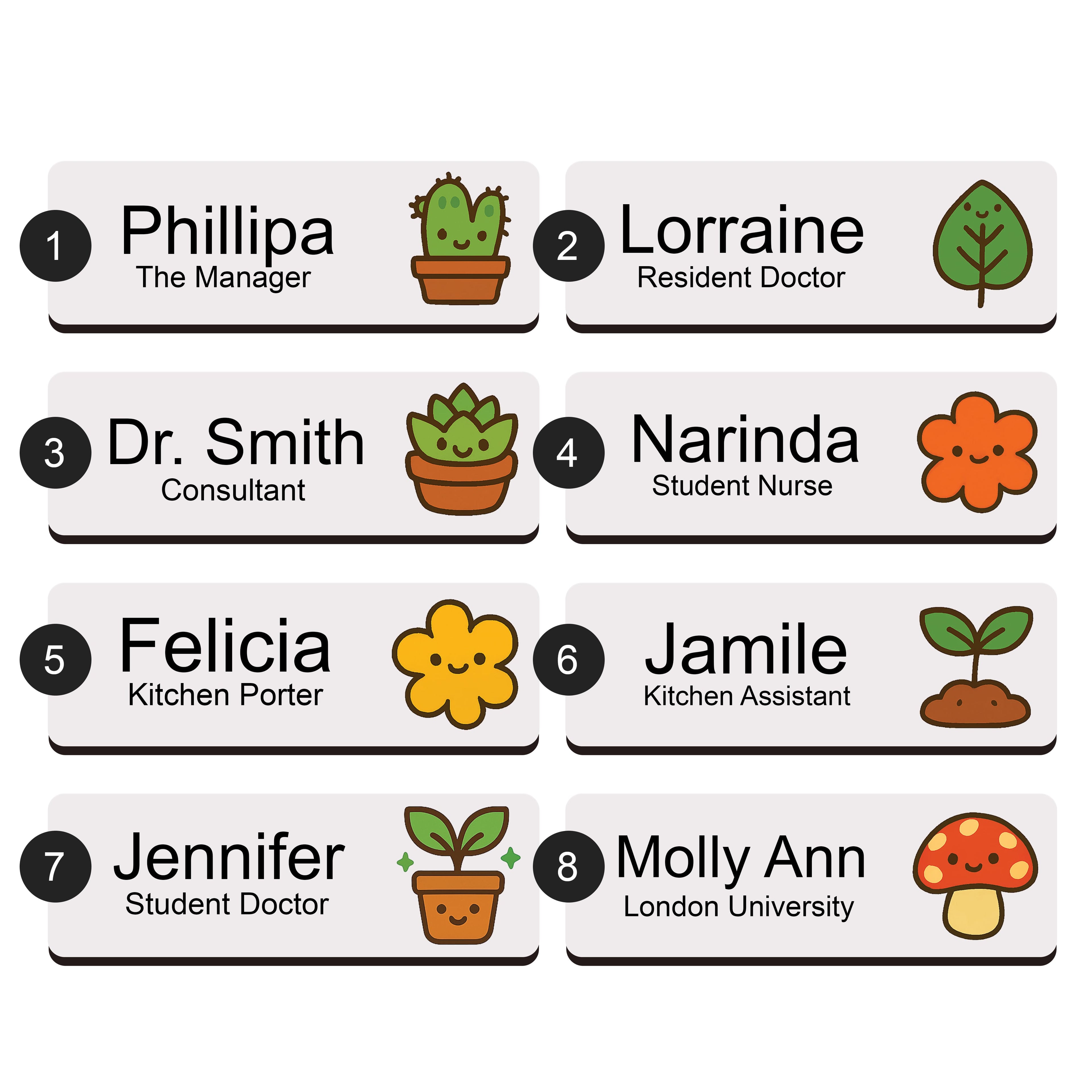 Personalised Plant Icon Name Badge 2.5 x 7.5cm
