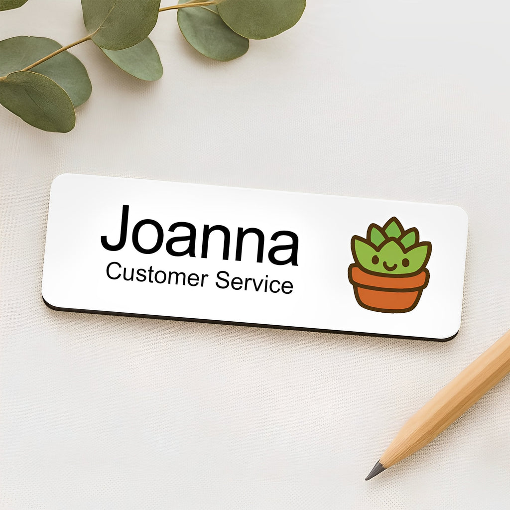 Personalised Plant Icon Name Badge 2.5 x 7.5cm