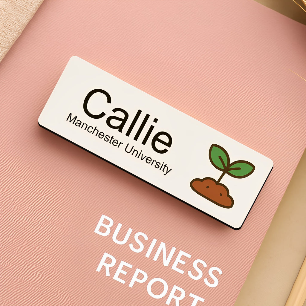 Personalised Plant Icon Name Badge 2.5 x 7.5cm
