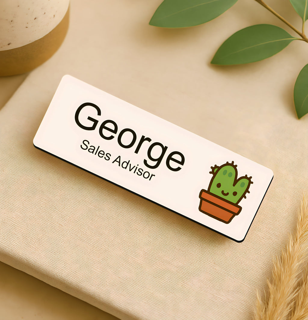 Personalised Plant Icon Name Badge 2.5 x 7.5cm