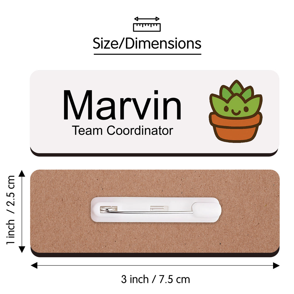 Personalised Plant Icon Name Badge 2.5 x 7.5cm