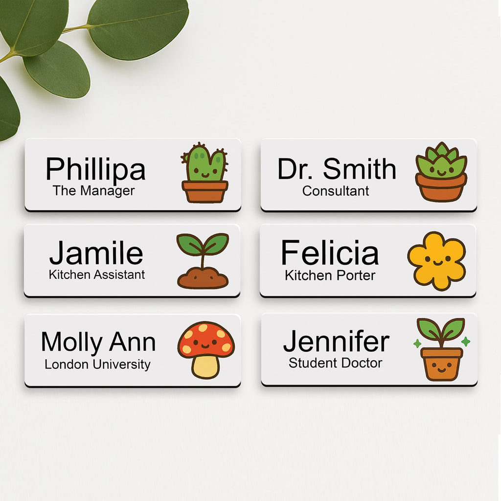 Personalised Plant Icon Name Badge 2.5 x 7.5cm