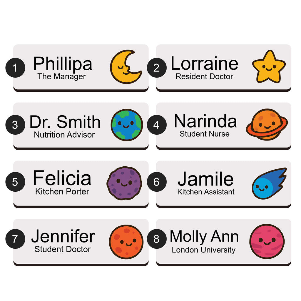 Personalised Cartoon Space Name Badge 2.5 x 7.5cm