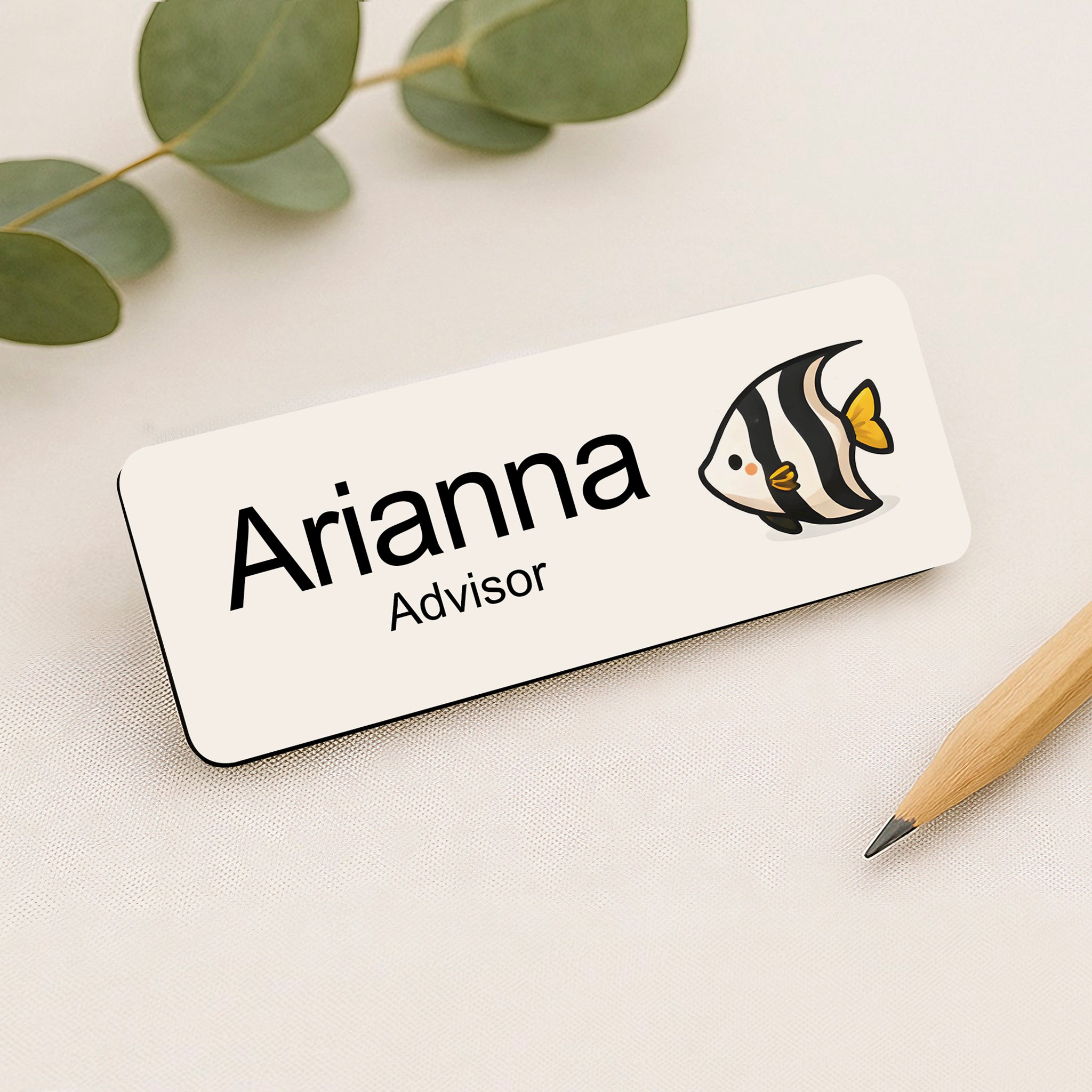 Personalised Fish Icon Name Badge 2.5 x 7.5cm