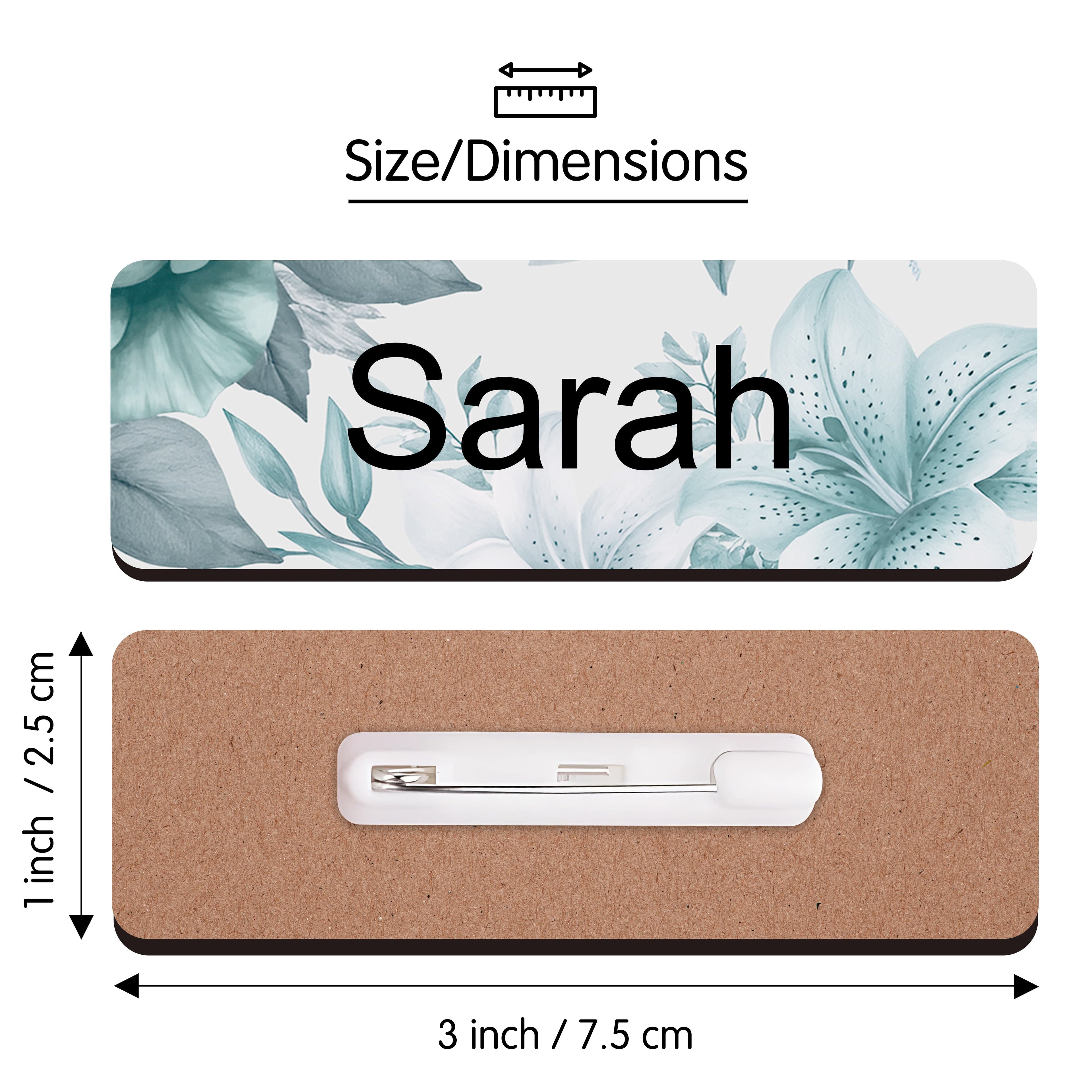 Personalised Floral Print Name Badge 2.5 x 7.5cm