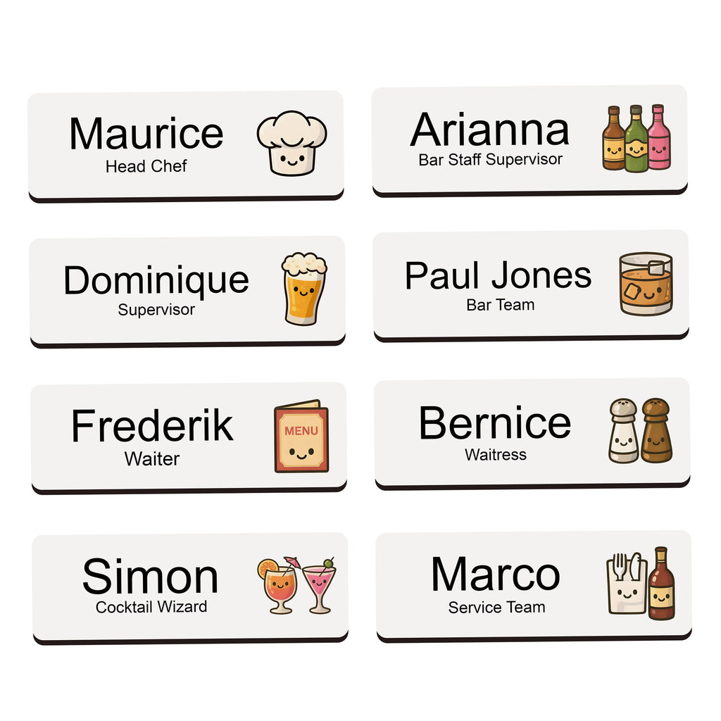 Personalised Restaurant & Bar Staff Name Badge 2.5 x 7.5cm