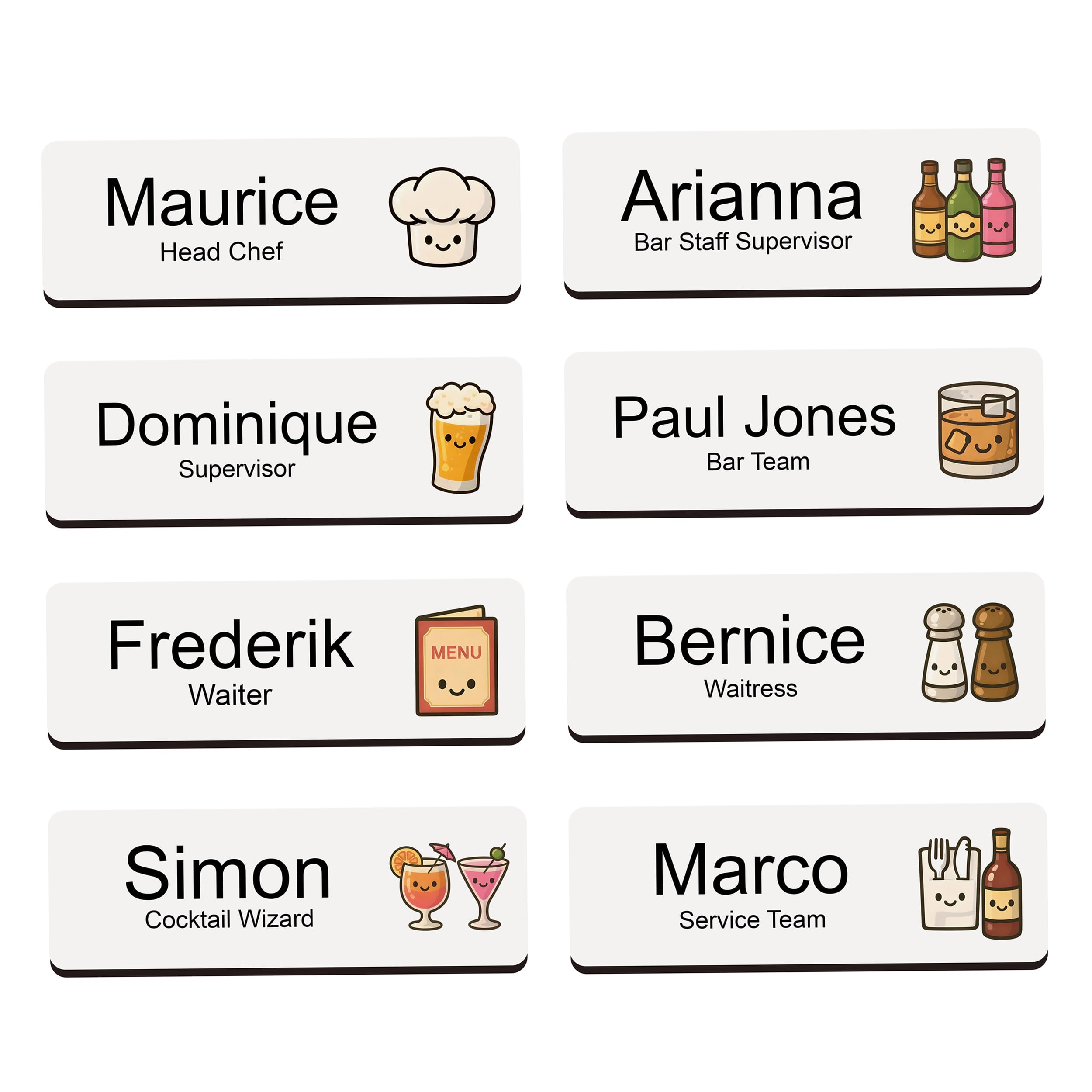 Personalised Restaurant & Bar Staff Name Badge 2.5 x 7.5cm